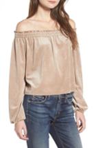 Women's Delacy Off The Shoulder Velvet Top - Beige
