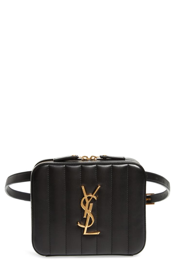 Saint Laurent Vicky Lambskin Leather Belt Bag - Black