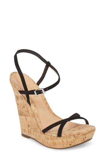 Women's Schutz Auria Platform Wedge Sandal .5 M - Black