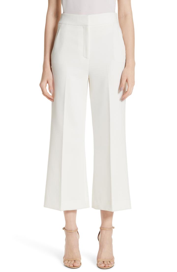 Women's St. John Collection Bella Double Weave Crop Flare Pants - White