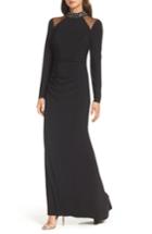 Women's Vince Camuto Mesh Panel Gown - Black