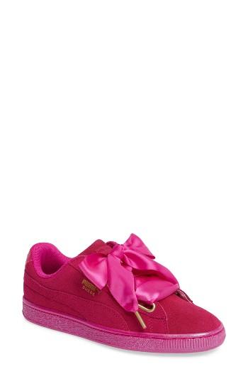 Women's Puma Suede - Heart Sneaker .5 M - Pink