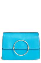 Milly Astor Pebbled Leather Flap Clutch - Blue
