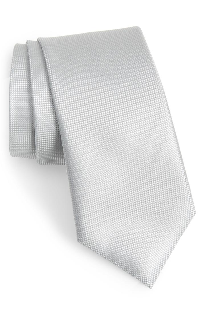 Men's Canali Solid Silk Tie, Size - Metallic