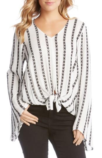 Women's Karen Kane Tie Front Bell Sleeve Top - Black