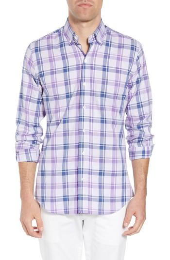 Men's Ledbury Guyton Slim Fit Plaid Sport Shirt 34 - Purple