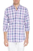 Men's Ledbury Guyton Slim Fit Plaid Sport Shirt 34 - Purple