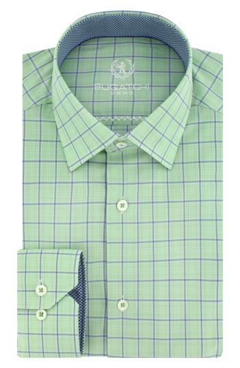 Men's Bugatchi Trim Fit Plaid Dress Shirt - Green