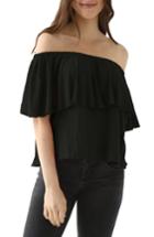 Women's Lamade Rosane Cotton Linen Blend Off The Shoulder Top - Black