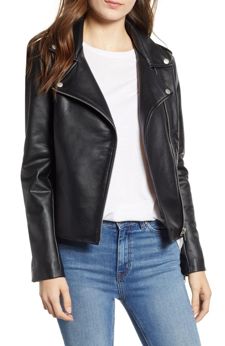Women's Bb Dakota Just Ride Faux Leather Jacket, Size - Black