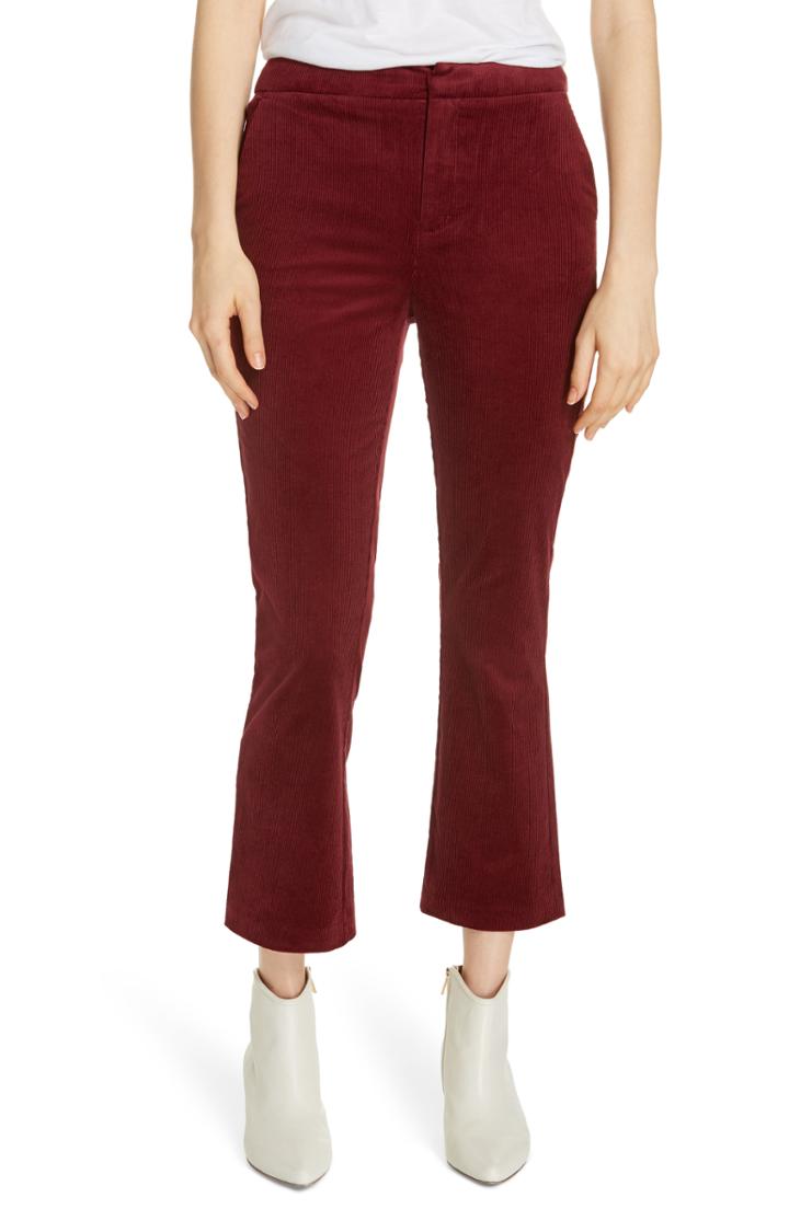 Women's Joie Marcena Velvet Crop Flared Pants - Burgundy