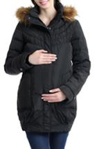 Women's Kimi And Kai 'arlo' Water Resistant Down Maternity Parka With Baby Carrier Cover Inset - Black
