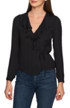Women's 1.state Dot Jacquard Wrap Top, Size - Black