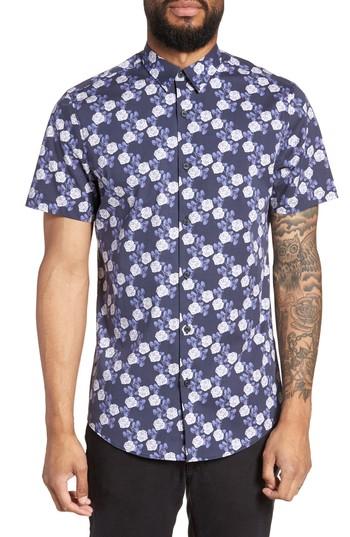 Men's Calibrate Trim Fit Short Sleeve Sport Shirt - Blue