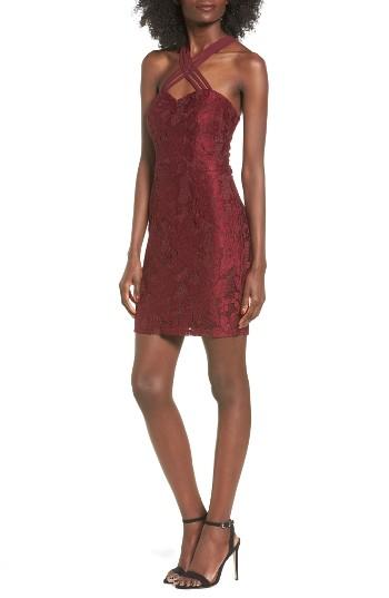 Women's Speechless Strappy Lace Dress - Burgundy