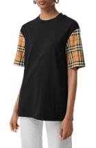 Women's Burberry Serra Vintage Check Sleeve Tee, Size - Black