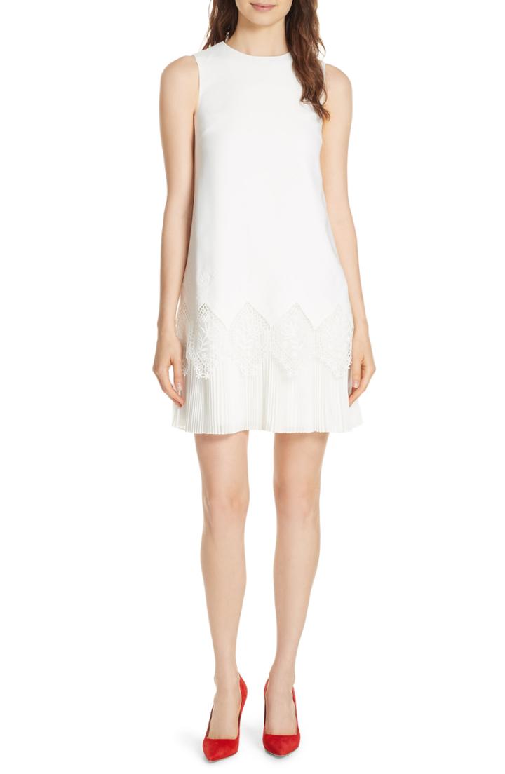 Women's Ted Baker London Pleat Lace Hem A-line Dress