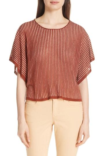 Women's Eileen Fisher Stripe Organic Linen Blend Top, Size - Orange