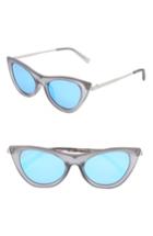 Women's Nem Cruise 50mm Cat Eye Sunglasses - Clear Grey W Sky Blue Mirror