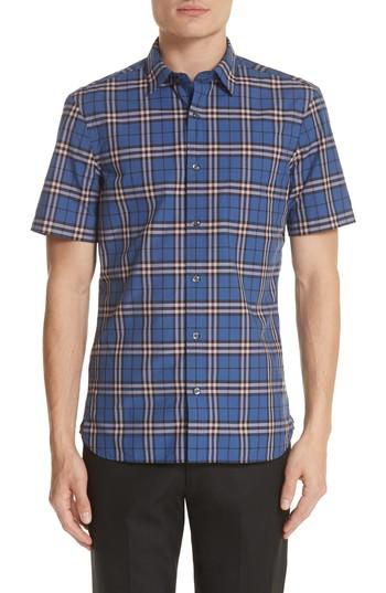 Men's Burberry London Alexander Check Shirt - Blue