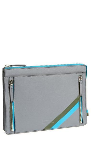 Ben Minkoff 'lokal' Leather Pouch Grey/ Turquoise/ Army