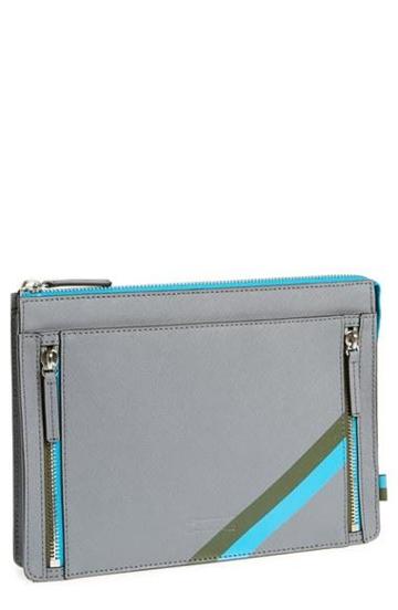 Ben Minkoff 'lokal' Leather Pouch Grey/ Turquoise/ Army