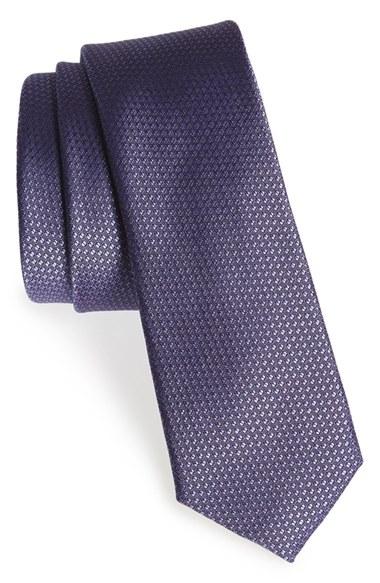 Men's Calibrate Seattle Textured Silk Tie, Size - Purple