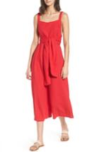 Women's Bp. Linen Blend Tie Front Crop Jumpsuit - Red