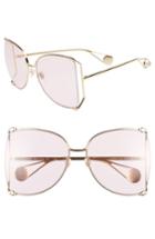 Women's Gucci 63mm Gradient Oversize Butterfly Sunglasses - Gold/ Light Pink