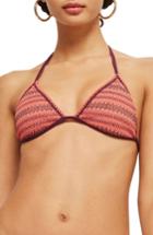 Women's Topshop Embroidered Triangle Bikini Top Us (fits Like 0-2) - Pink