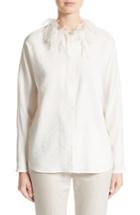Women's Fabiana Filippi Silk Blend Twill Blouse With Organza Collar Us / 44 It - White