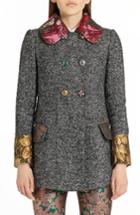 Women's Dolce & Gabbana Jacquard Trim Tweed Coat Us / 42 It - Grey