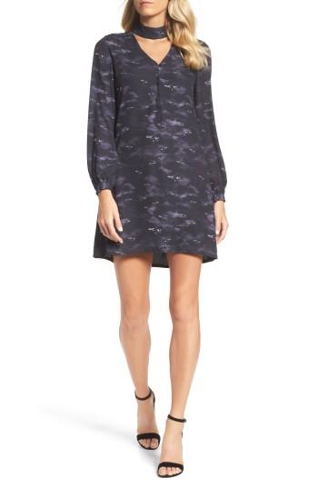 Women's Forest Lily Choker Shift Dress - Blue