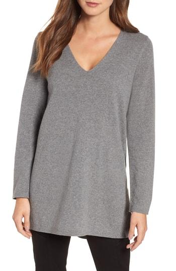 Women's Eileen Fisher V-neck Tunic, Size - Grey