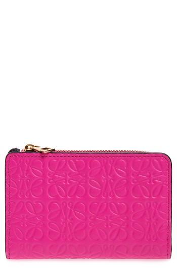 Women's Loewe Small Leather Zip Wallet - Pink