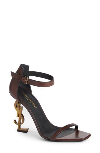 Women's Saint Laurent Opyum Ysl Ankle Strap Sandal Us / 36eu - Brown