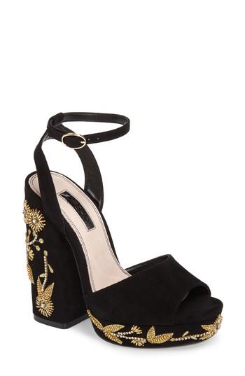 Women's Topshop Lavish Beaded Platform Sandal .5us / 39eu - Black
