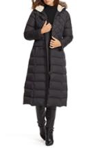 Women's Lauren Ralph Lauren Faux Fur Trim Long Quilted Coat - Black