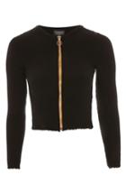 Women's Topshop Ribbed Zip Through Cardigan Us (fits Like 0) - Black
