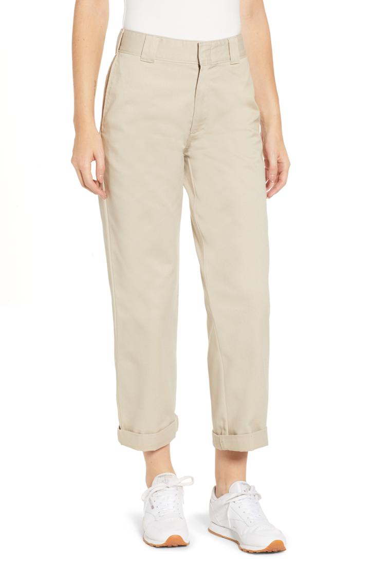 Women's Dickies Crop Work Pants - Brown