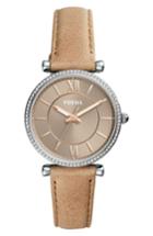 Women's Fossil Carlie T-bar Crystal Leather Strap Watch, 35mm