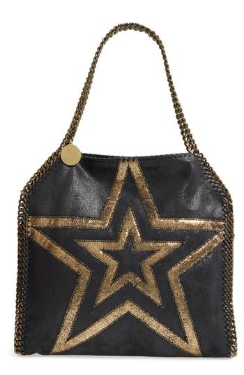 Stella Mccartney Small Falabella Shaggy Deer Star Faux Leather Tote - Black