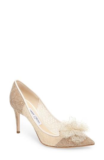 Women's Jimmy Choo Estelle Chantilly Tulle Pump Us / 35eu - Beige