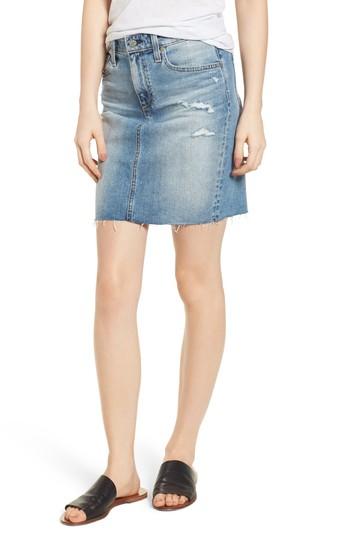 Women's Ag The Erin Distressed Denim Miniskirt - Blue