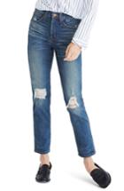 Women's Madewell Distressed Slim Straight Leg Jeans - Blue