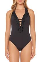 Women's Bleu By Rob Beattie Halter One-piece Swimsuit - Black
