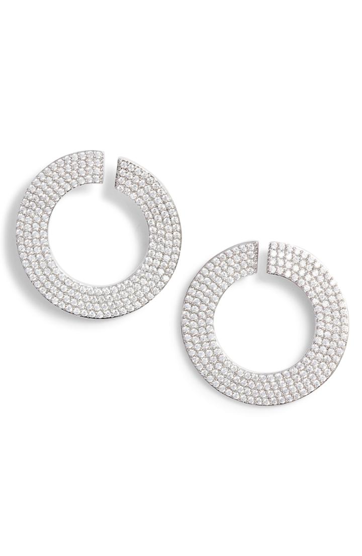 Women's Nordstrom Pave Spheres Flat Curl Hoop Earrings