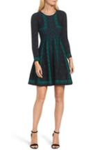 Women's Eliza J Pattern Double-knit Fit & Flare Dress - Green