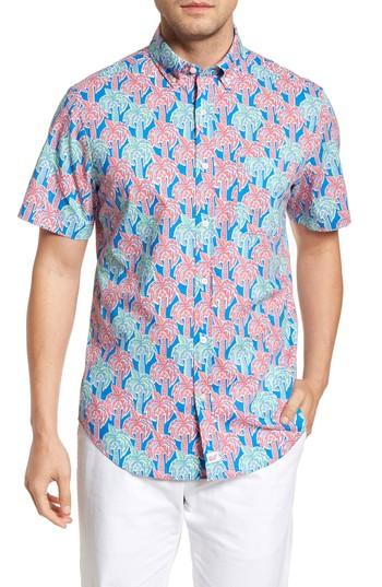 Men's Vineyard Vines Murray Classic Fit Print Short Sleeve Sport Shirt - Blue