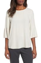 Women's Eileen Fisher Ruffled Sleeve Silk Top - Ivory